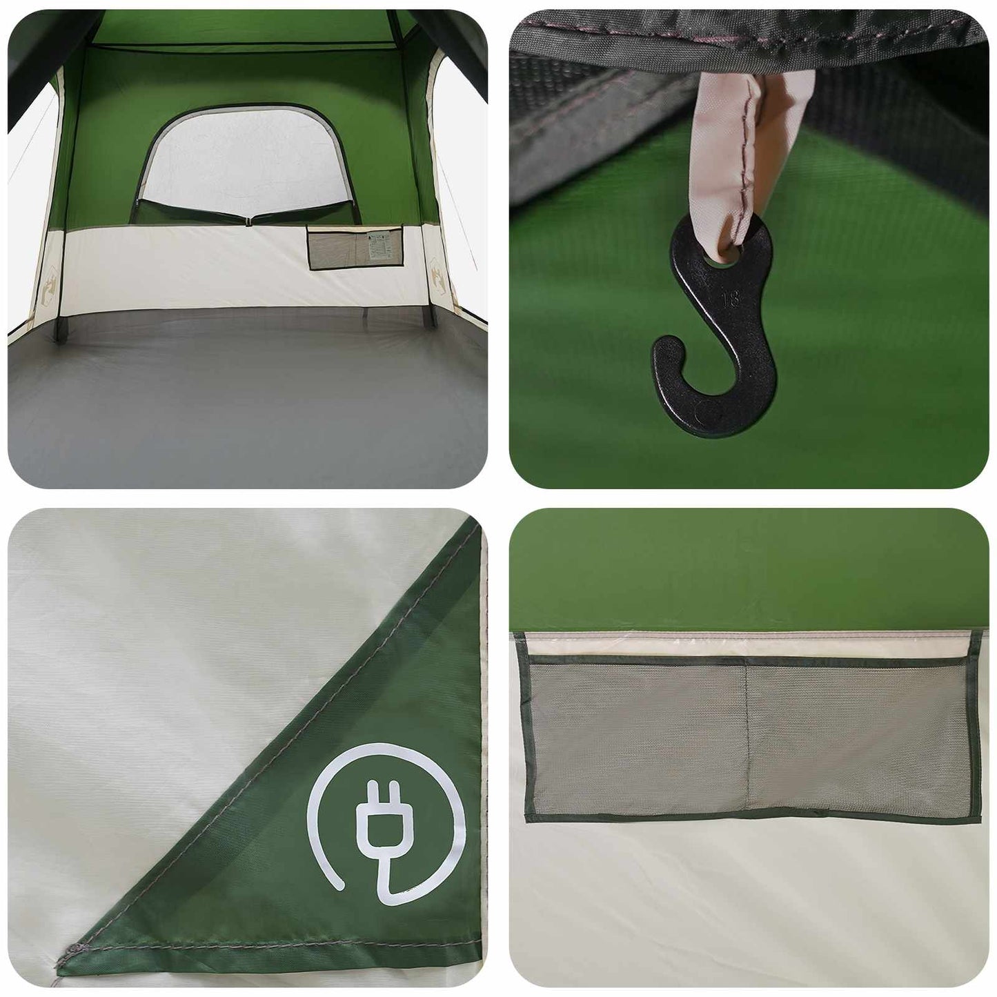 vidaXL Family Tent Green 420 x 305 x 200 cm Polyester and Steel
