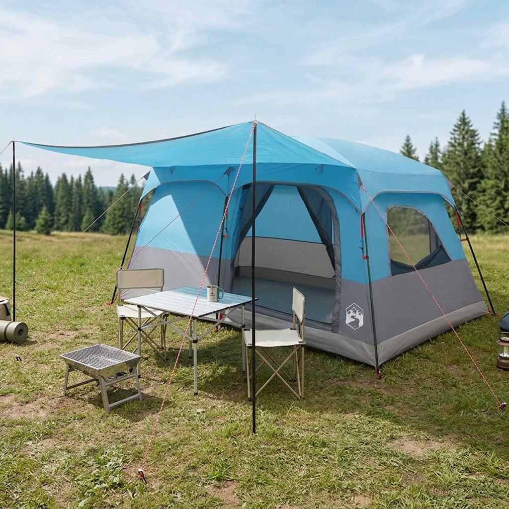 vidaXL Family Tent 10-Person Blue Polyester and Steel