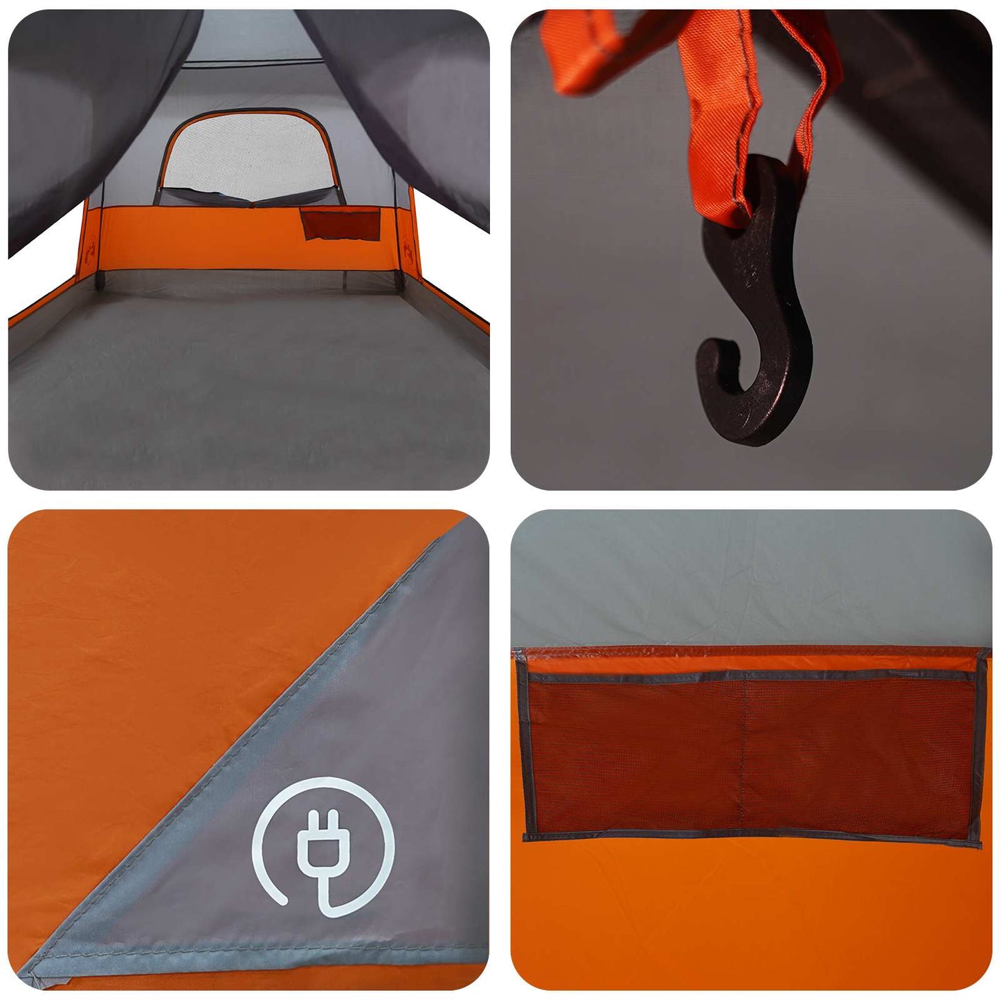 vidaXL Family Tent with Roof Grey and Orange 420 x 305 x 200 cm