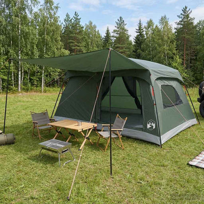 vidaXL Family Tent 10-Person Army Green Polyester and Steel