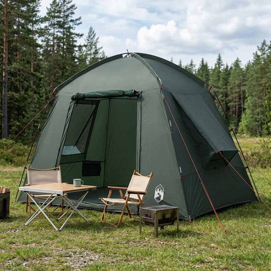 vidaXL Cabin Tent 3-Person Army Green Polyester