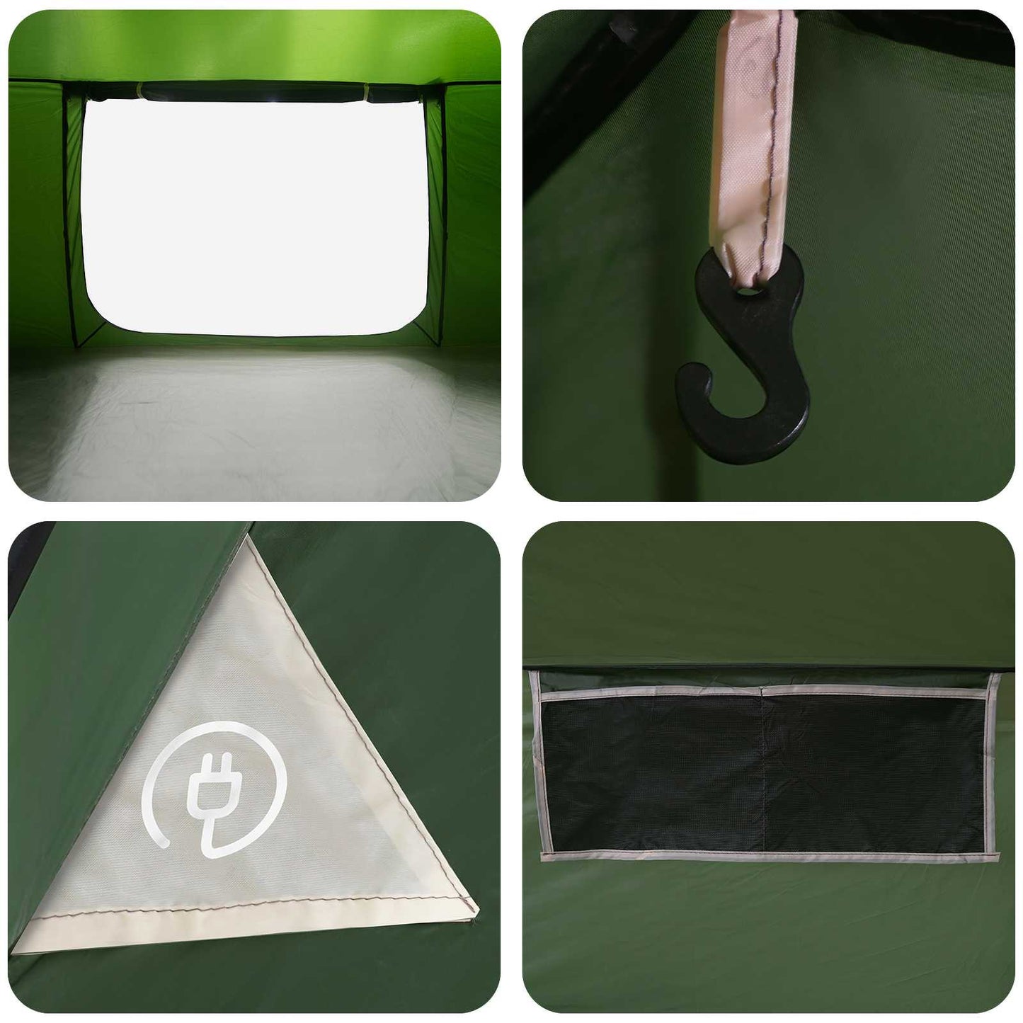 vidaXL Cabin Tent with Roof Green 400 x 210 x 180 cm Polyester