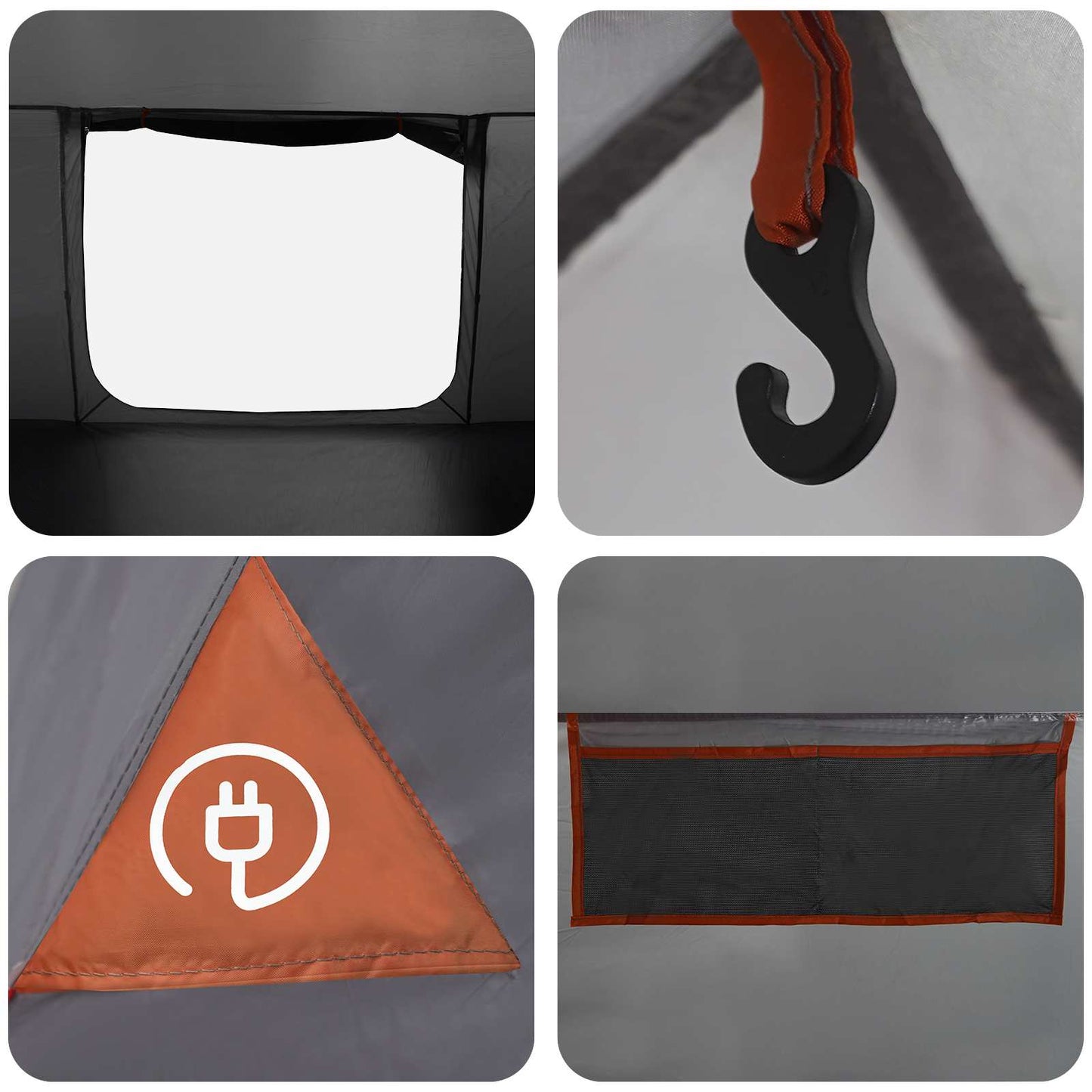 vidaXL Cabin Tent Grey and Orange 400 x 210 x 180 cm Polyester
