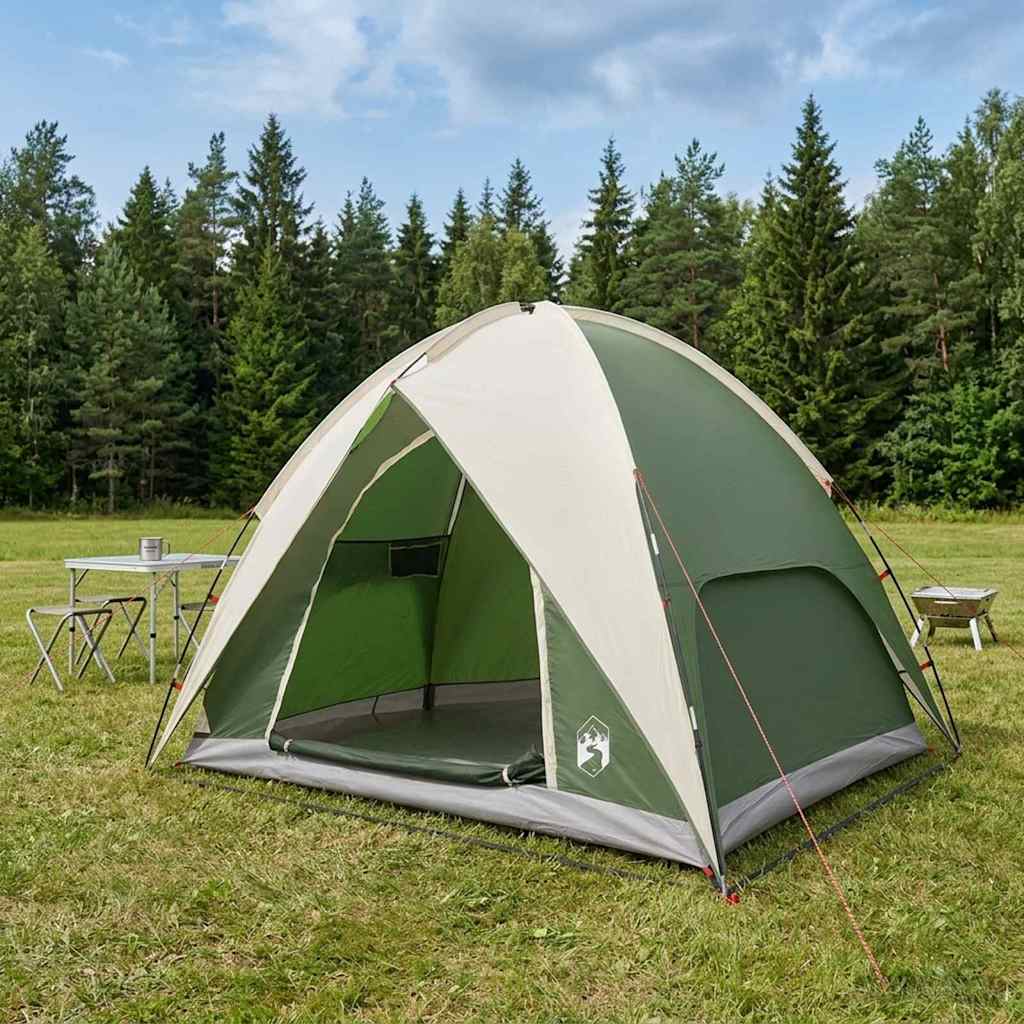 vidaXL Camping Tent with Rainfly Water-resistant Dome Green