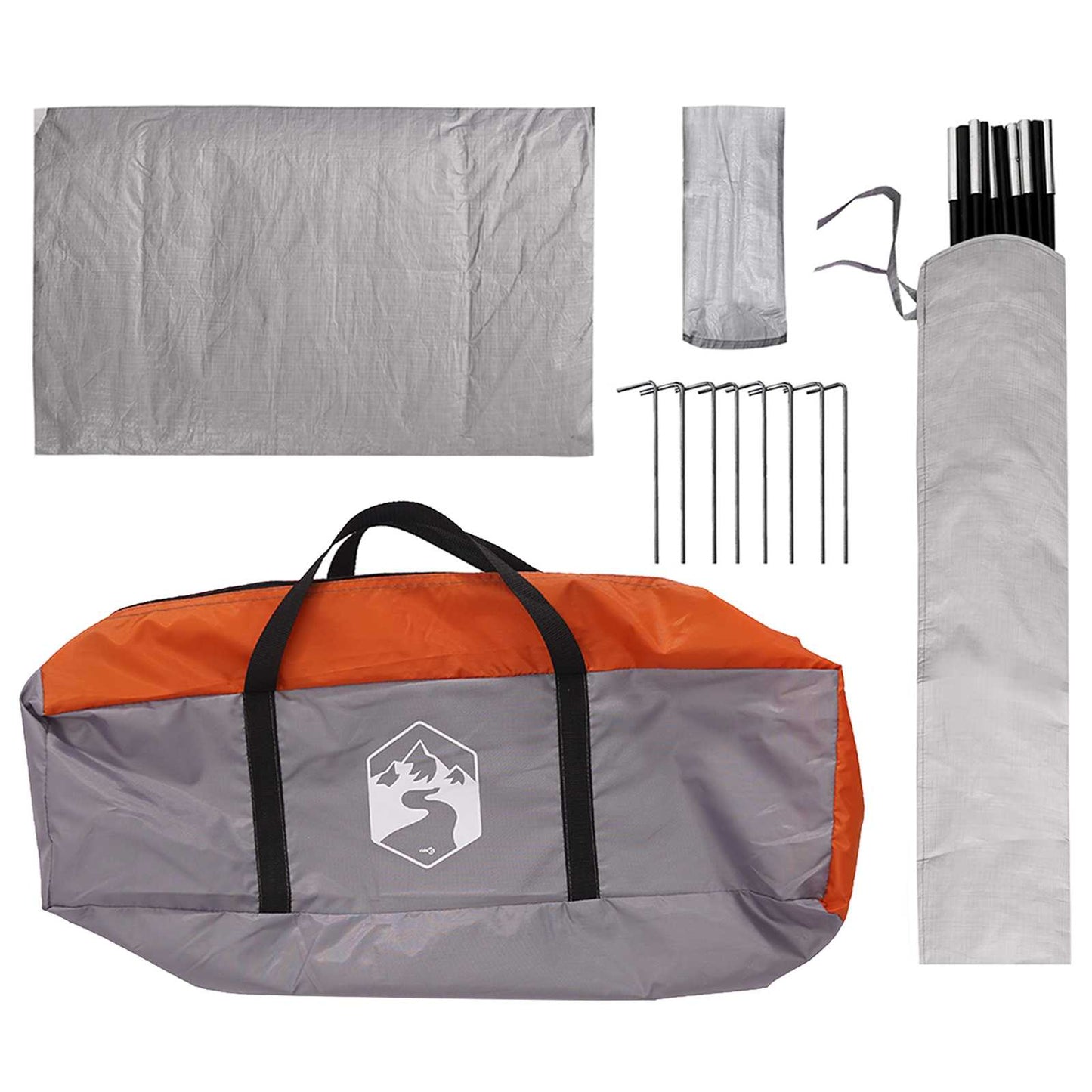 vidaXL Camping Tent with Rainfly Water-resistant Dome Grey and Orange