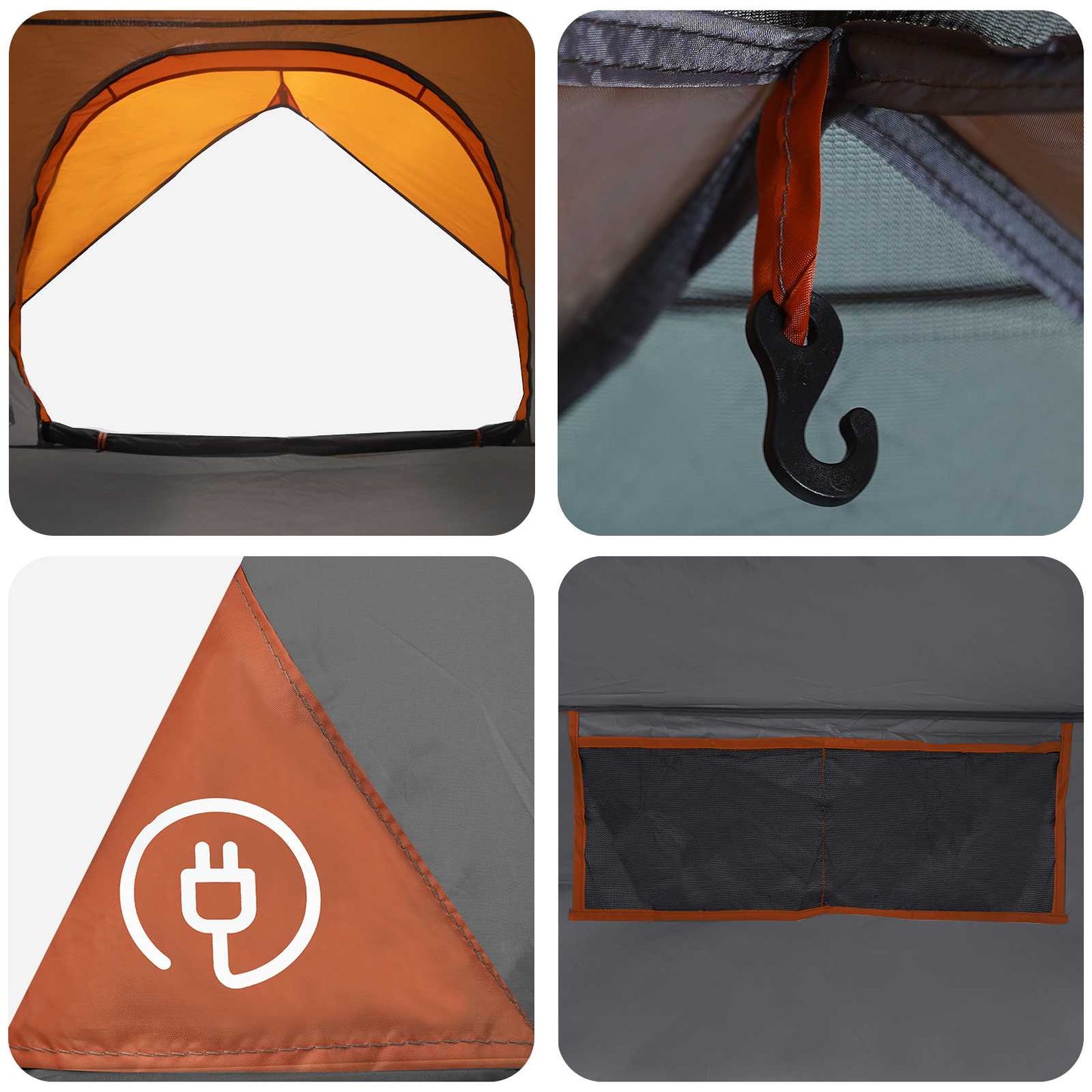 vidaXL Camping Tent with Rainfly Water-resistant Dome Grey and Orange