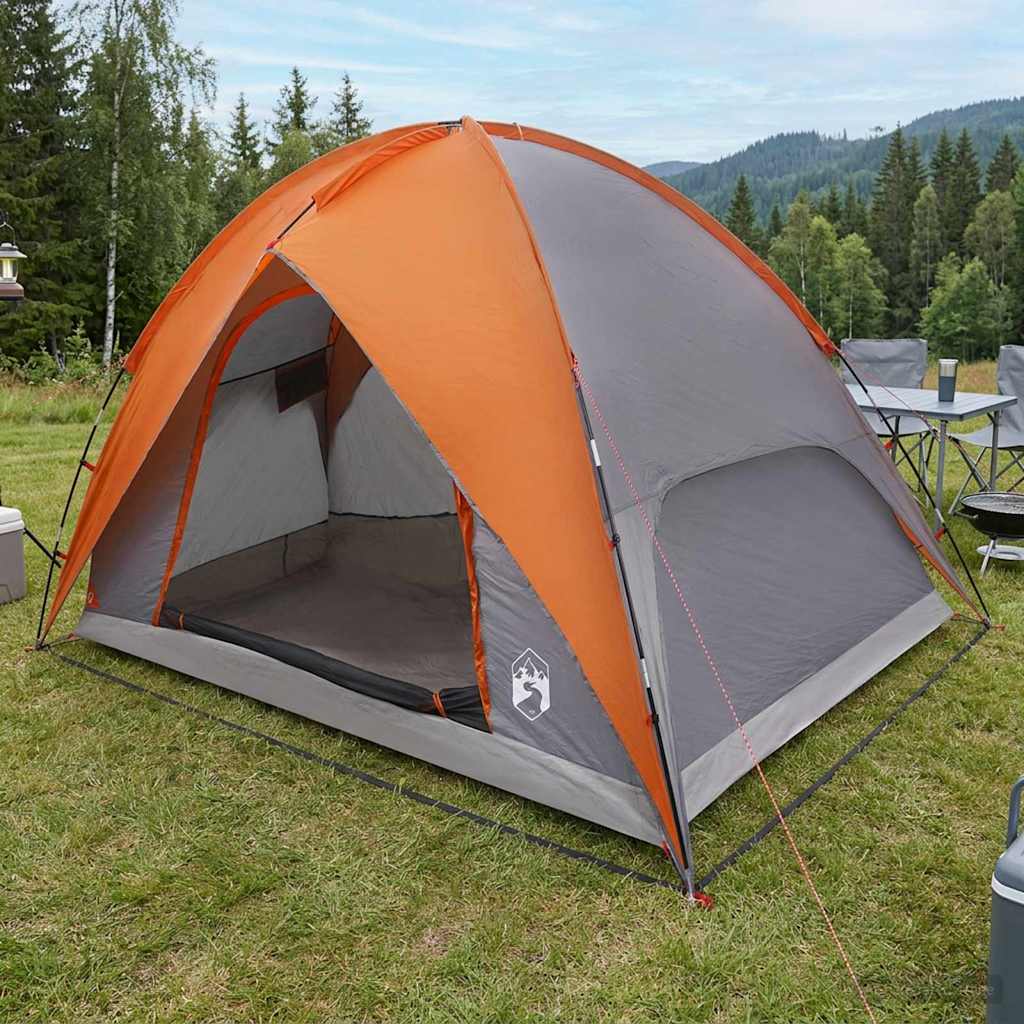 vidaXL Camping Tent with Rainfly Water-resistant Dome Grey and Orange