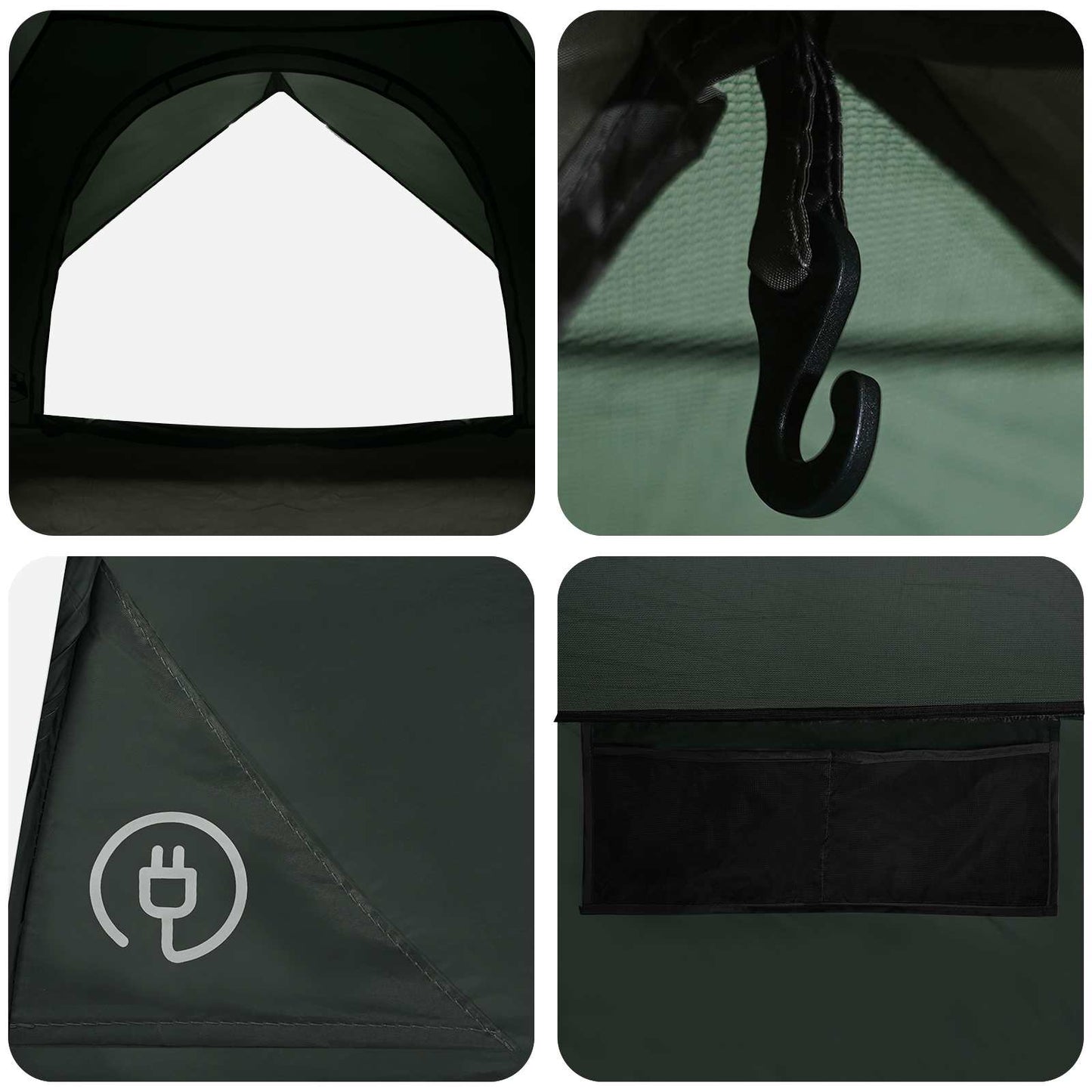 vidaXL Camping Tent with Rainfly Water-resistant Dome Army Green