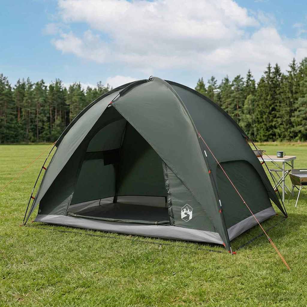 vidaXL Camping Tent with Rainfly Water-resistant Dome Army Green