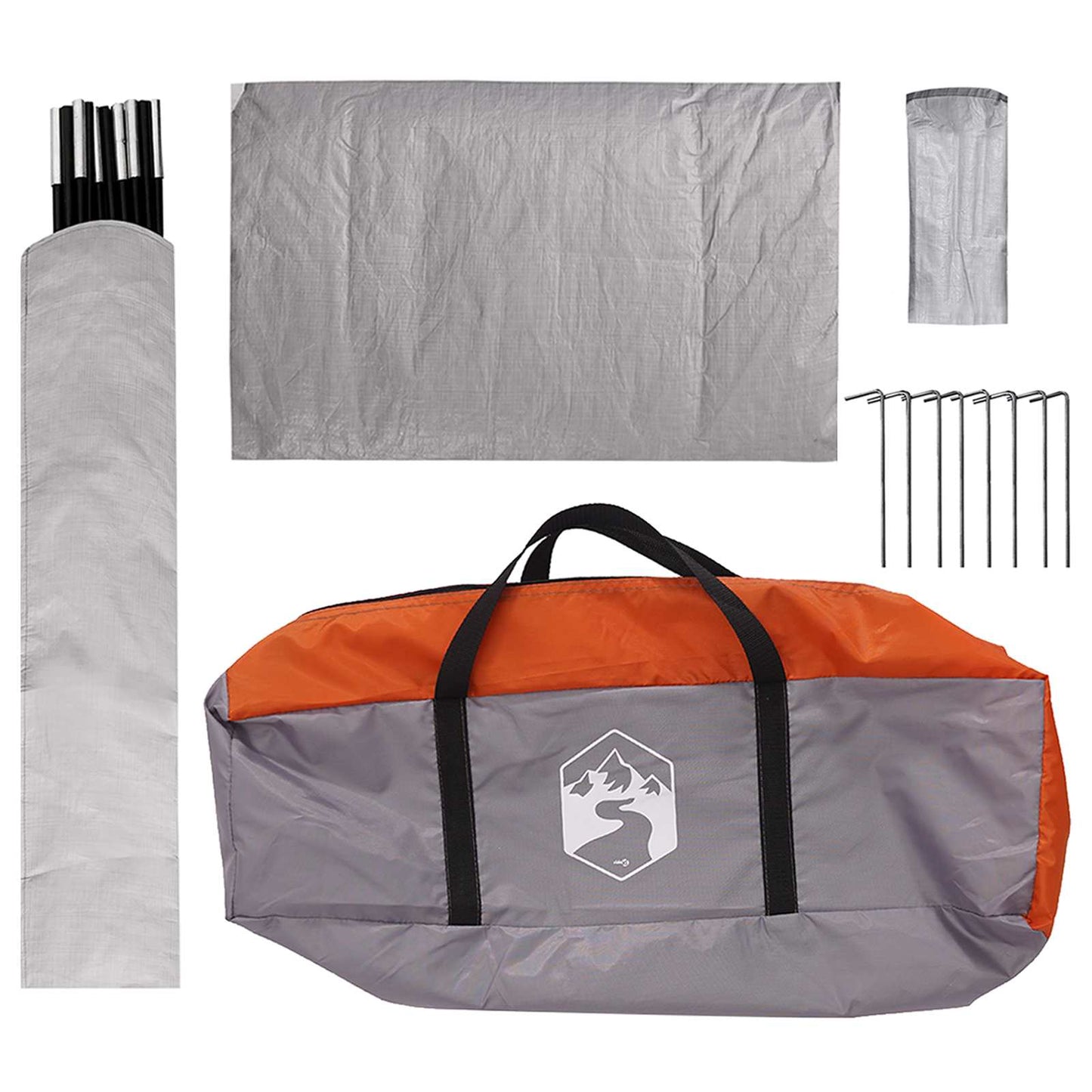 vidaXL Camping Tent with Rainfly Water-resistant Dome Grey and Orange