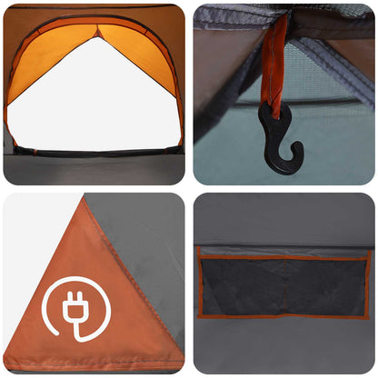 vidaXL Camping Tent with Rainfly Water-resistant Dome Grey and Orange