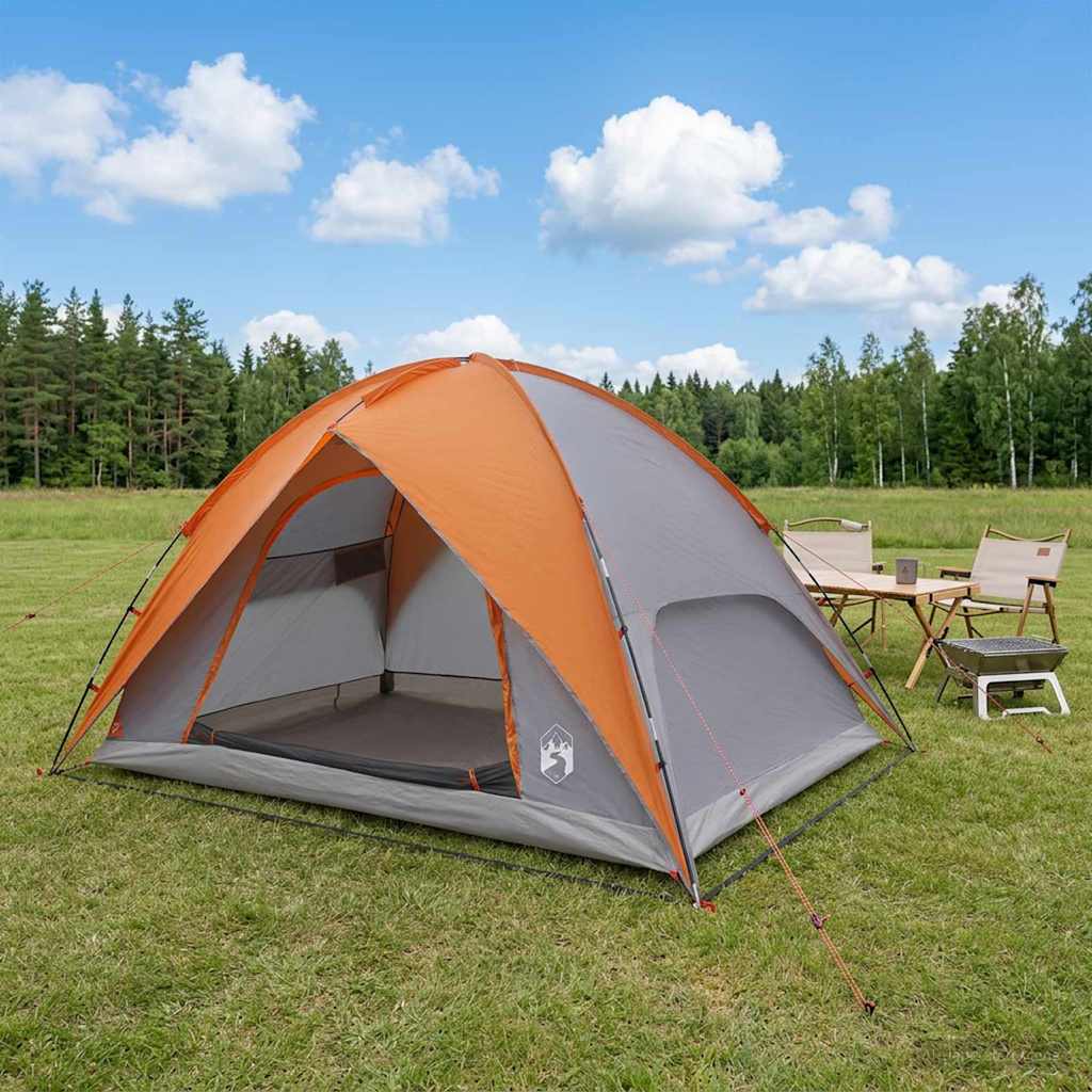 vidaXL Camping Tent with Rainfly Water-resistant Dome Grey and Orange