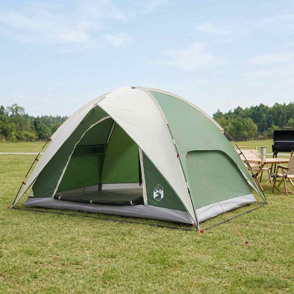 vidaXL Camping Tent with Rainfly Water-resistant Dome Green