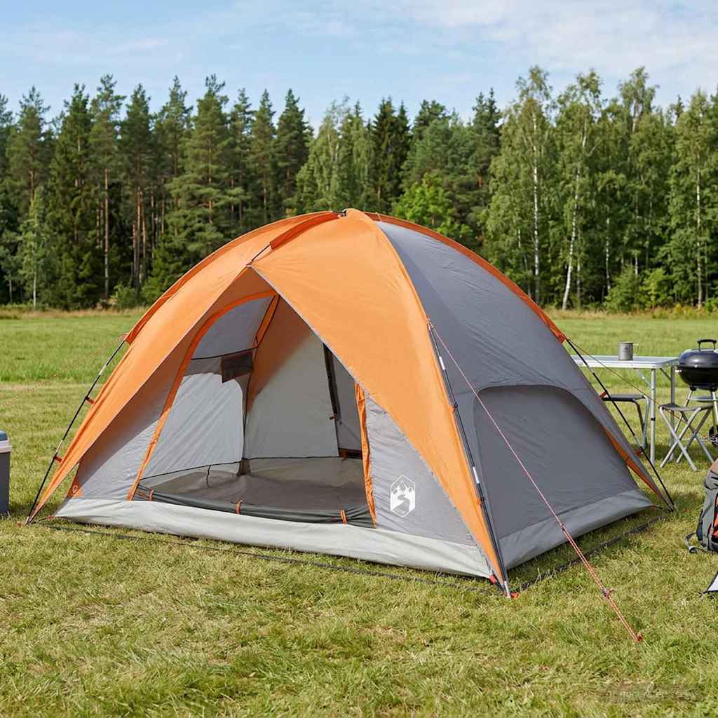 vidaXL Camping Tent with Rainfly Water-resistant Dome Grey and Orange