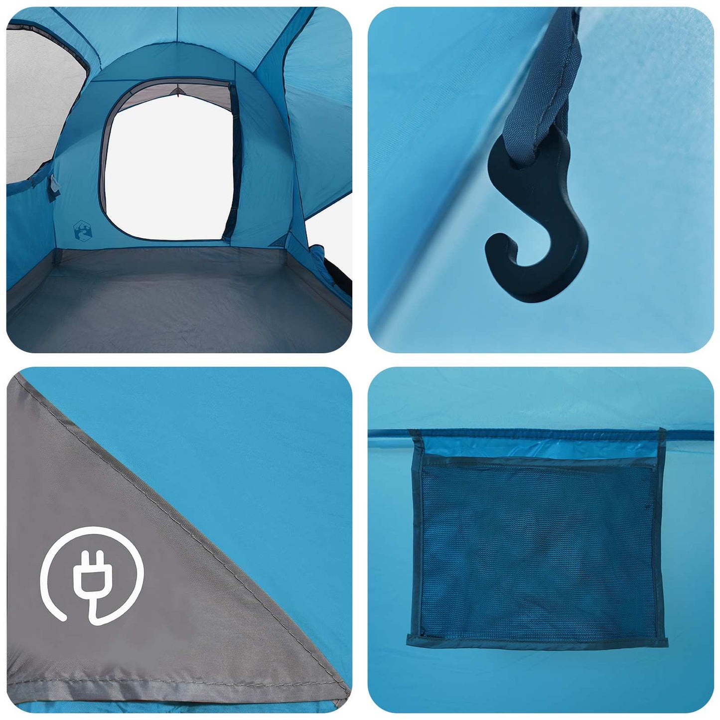 vidaXL Car Tent Blue 3-Person Polyester and Steel
