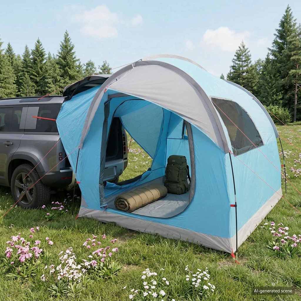 vidaXL Car Tent Blue 3-Person Polyester and Steel