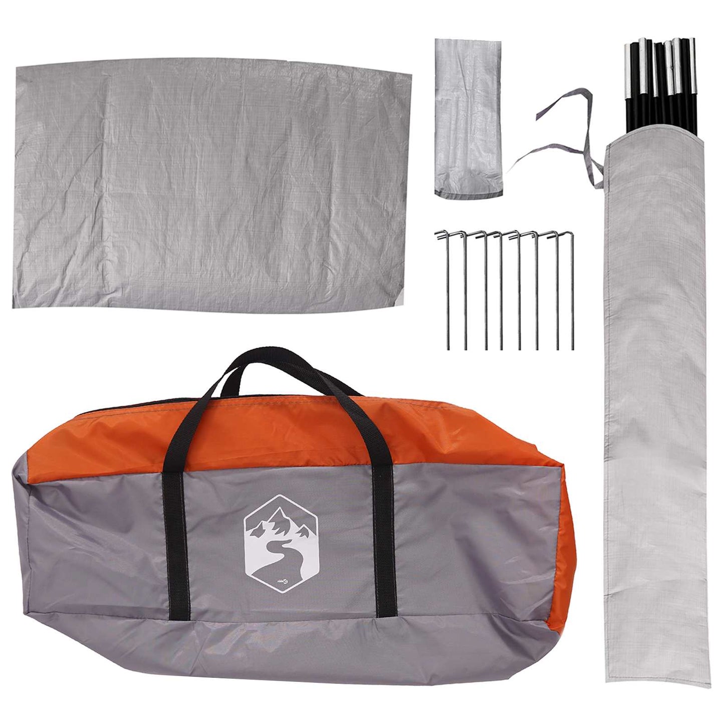 vidaXL Car Tent Grey and Orange 3-Person Polyester and Steel