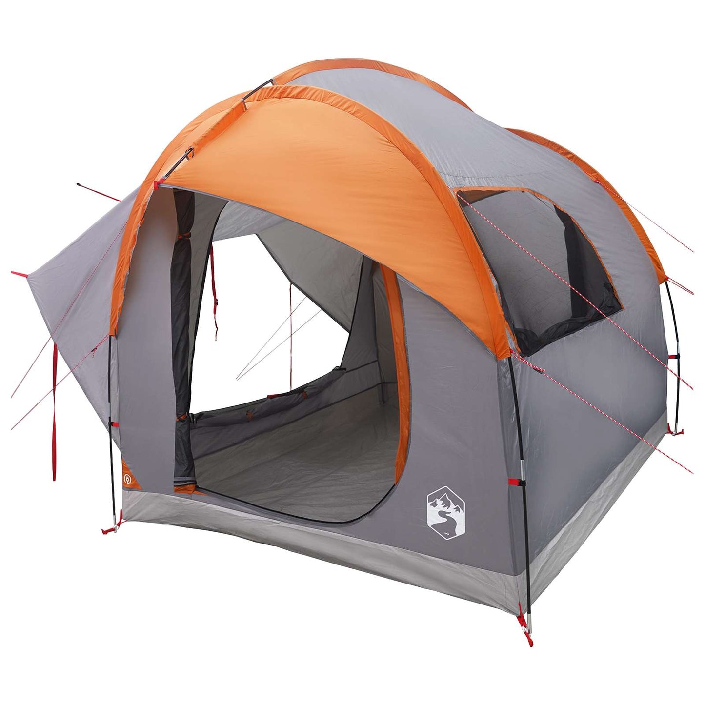 vidaXL Car Tent Grey and Orange 3-Person Polyester and Steel