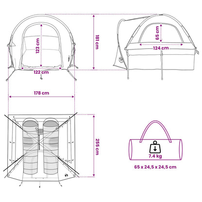 vidaXL Car Tent with Roof Blue 200 x 170 x 170 cm Polyester and Steel
