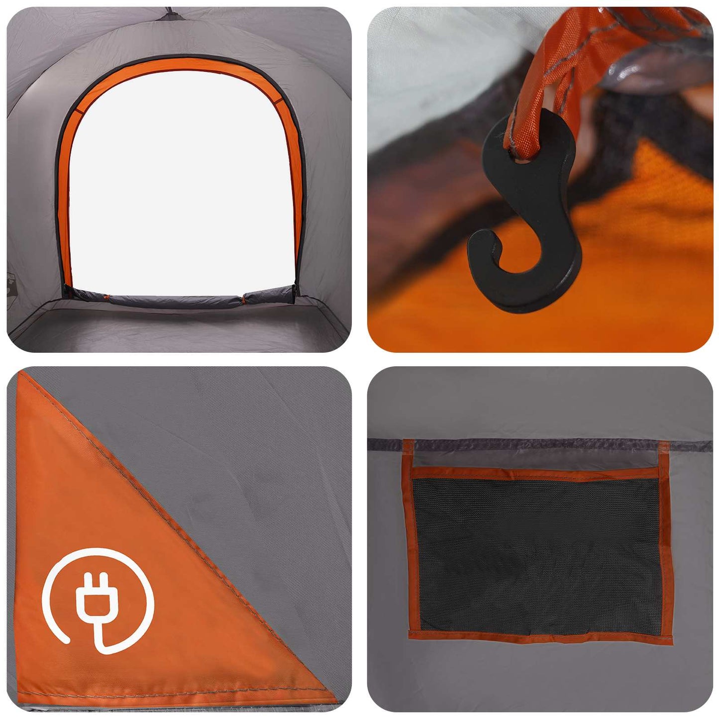 vidaXL Car Tent Grey and Orange 200 x 170 x 170 cm Polyester and Steel