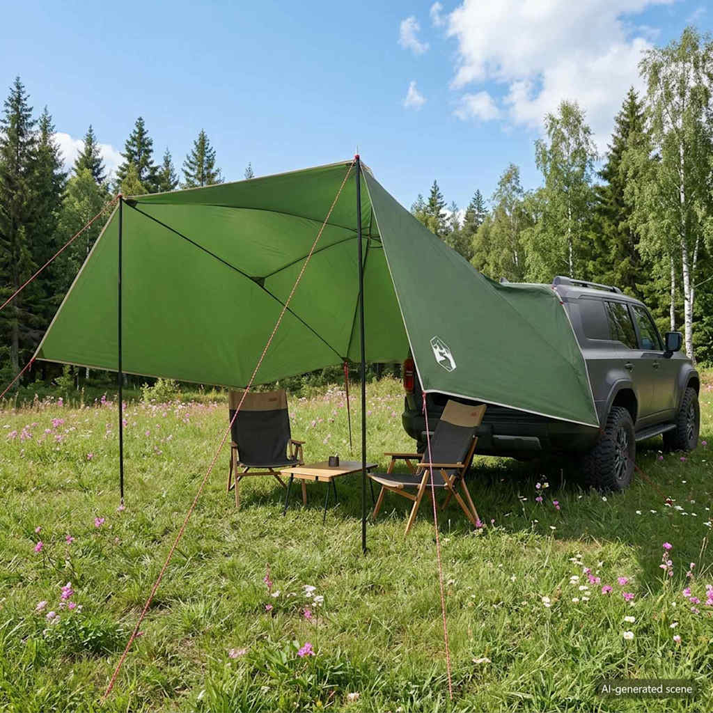 vidaXL Car Tent with Roof Green 308 x 215 x 220 cm Polyester and Steel