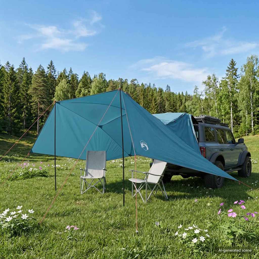 vidaXL Car Tent with Roof Blue 308 x 215 x 220 cm Polyester and Steel