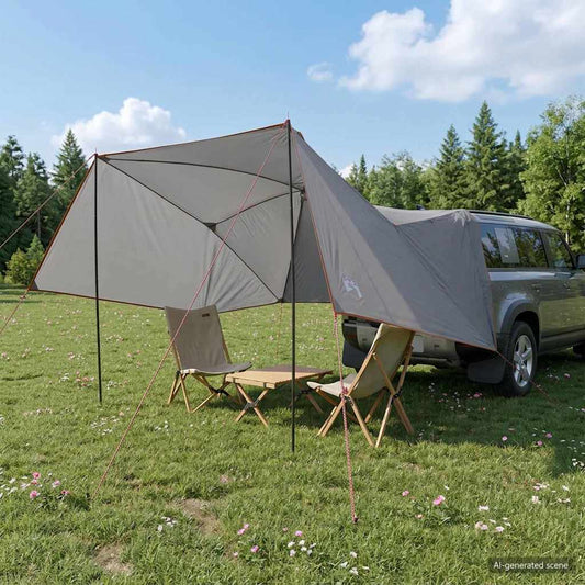 vidaXL Car Tent 308 x 215 x 220 cm Grey and Orange Polyester and Steel