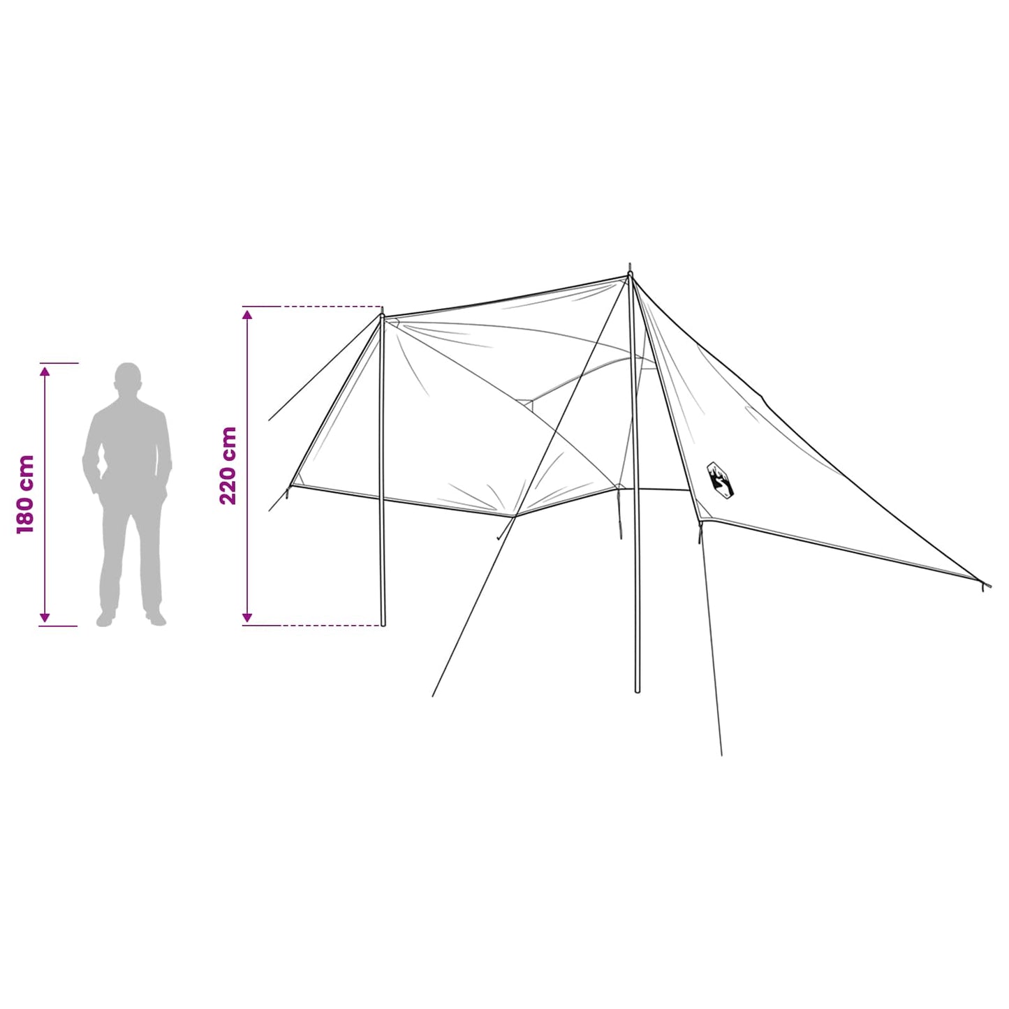 vidaXL Car Tent Grey and Orange 308 x 215 x 220 cm Polyester and Steel