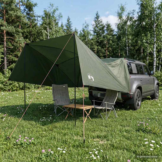 vidaXL Car Tent 308 x 215 x 220 cm Army Green Polyester and Steel