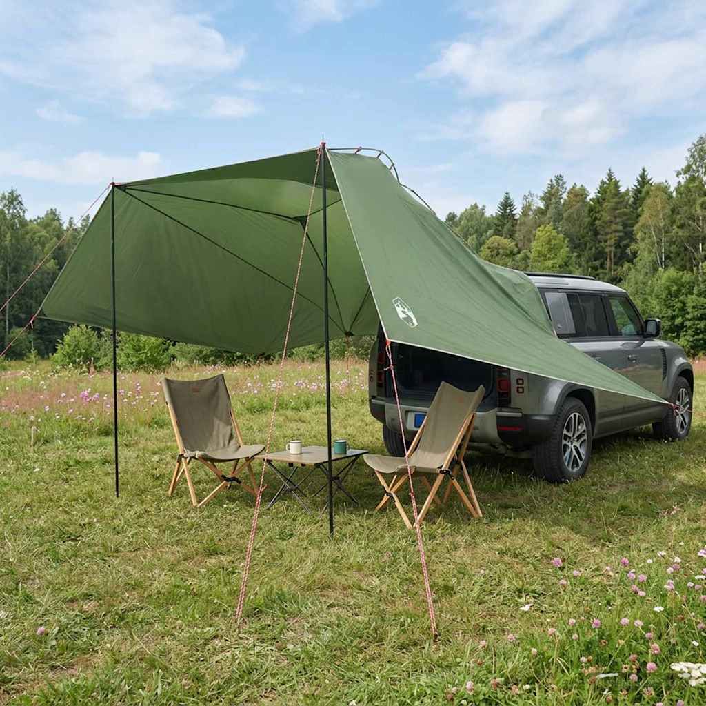 vidaXL Car Tent with Roof Green 350 x 250 cm Polyester and Steel