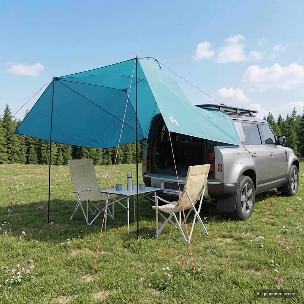 vidaXL Car Tent with Roof Blue 350 x 250 cm Polyester and Steel