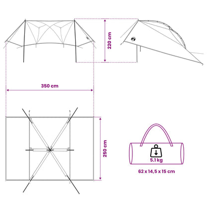 vidaXL Car Tent 350 x 250 cm Blue Polyester and Steel