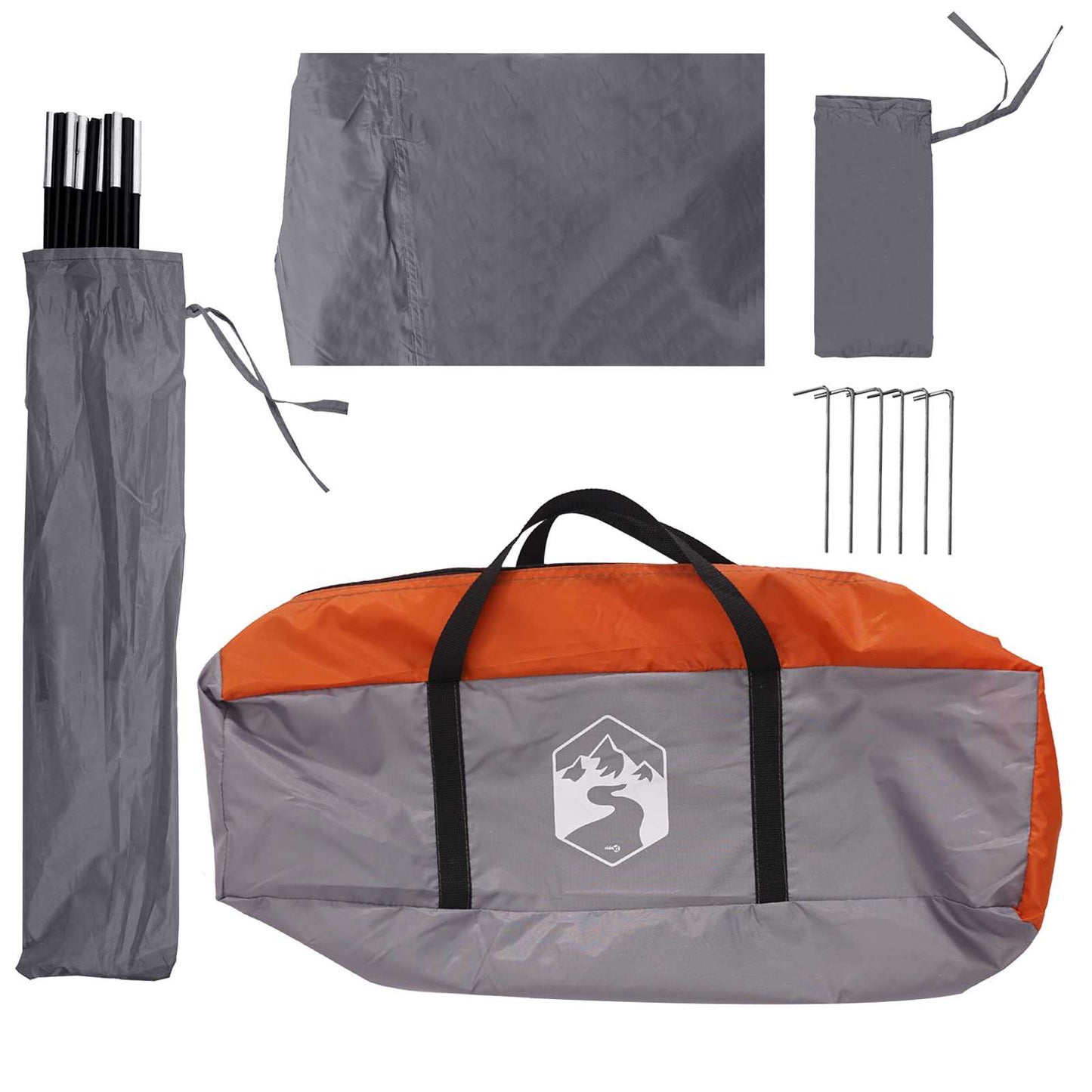 vidaXL Car Tent Grey and Orange 350 x 250 cm Polyester and Steel