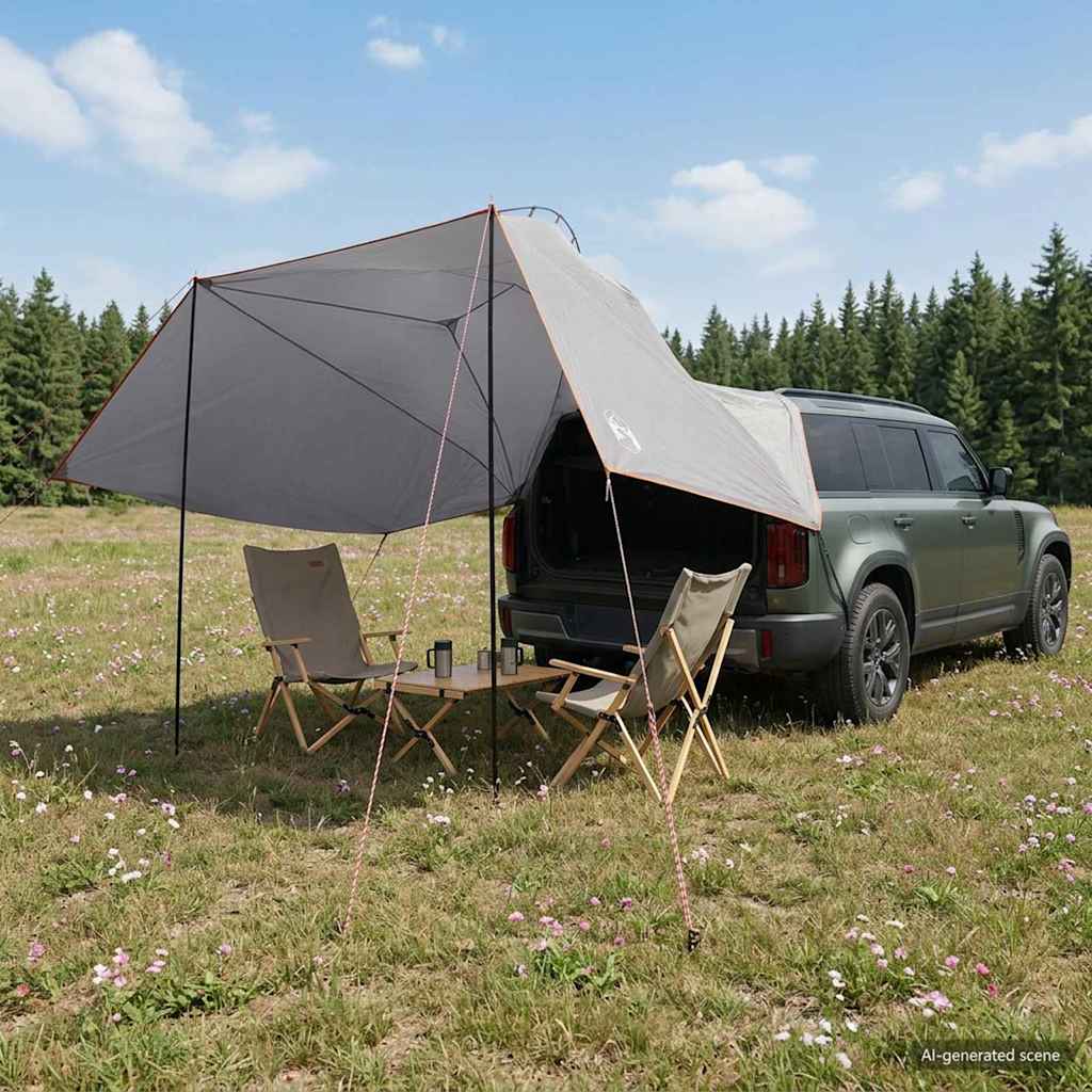 vidaXL Car Tent Grey and Orange 350 x 250 cm Polyester and Steel