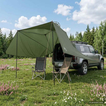 vidaXL Car Tent with Roof Army Green 350 x 250 cm Polyester and Steel