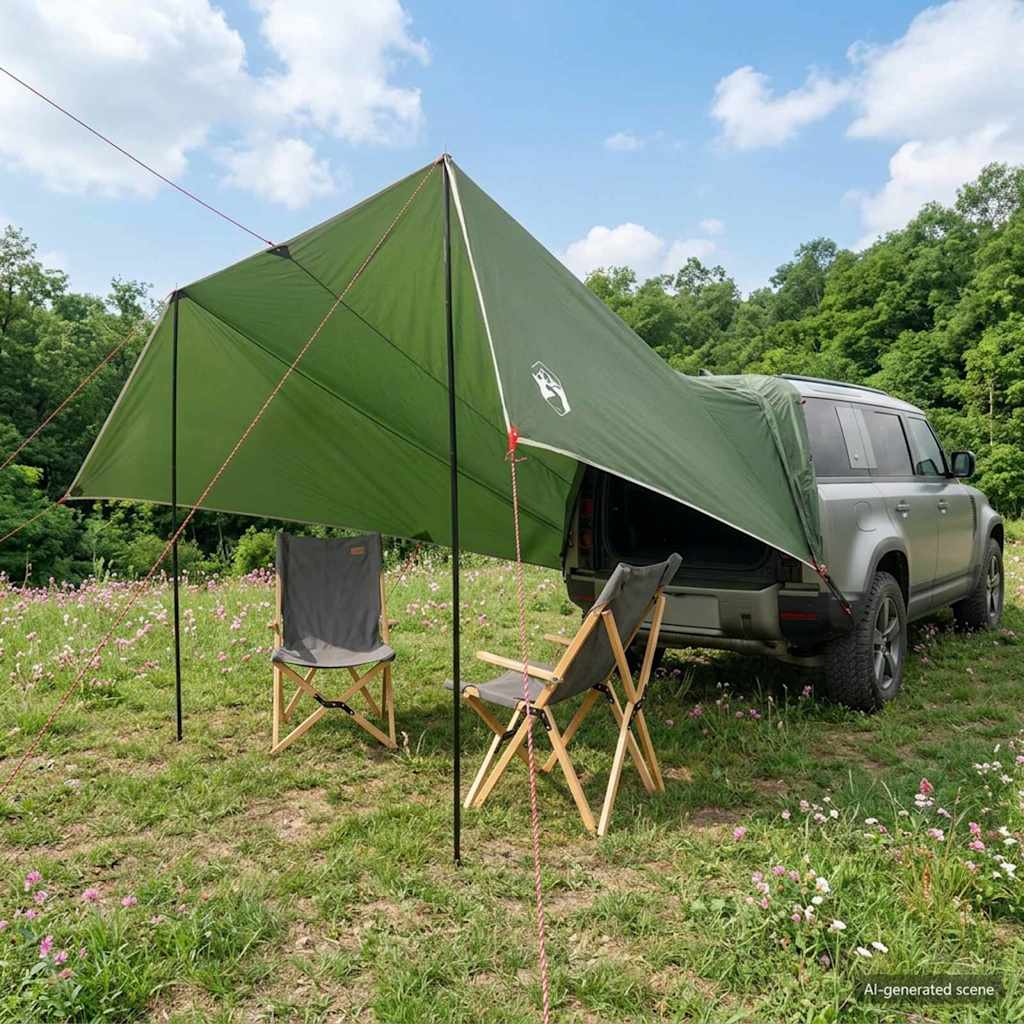 vidaXL Vehicle Awning Green 500 x 515 x 215 cm Polyester and Steel