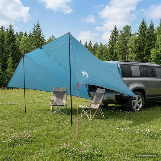 vidaXL Vehicle Awning Blue 500 x 515 x 215 cm Polyester and Steel