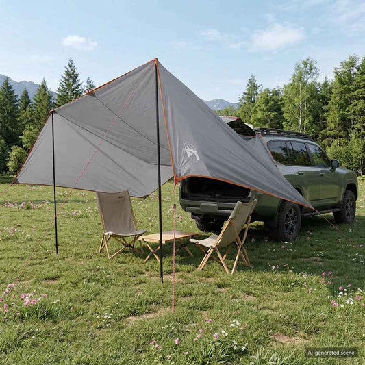 vidaXL Vehicle Awning Grey and Orange 500 x 515 x 215 cm