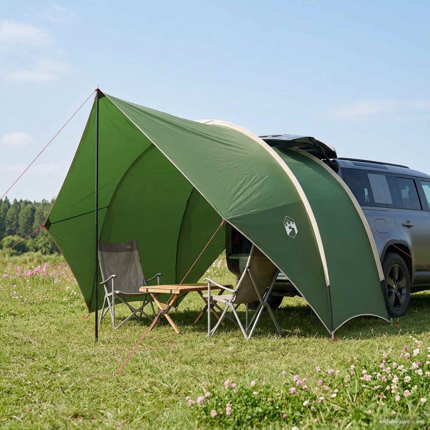 vidaXL Tailgate Awning Water-resistant Green 405 x 280 x 220 cm