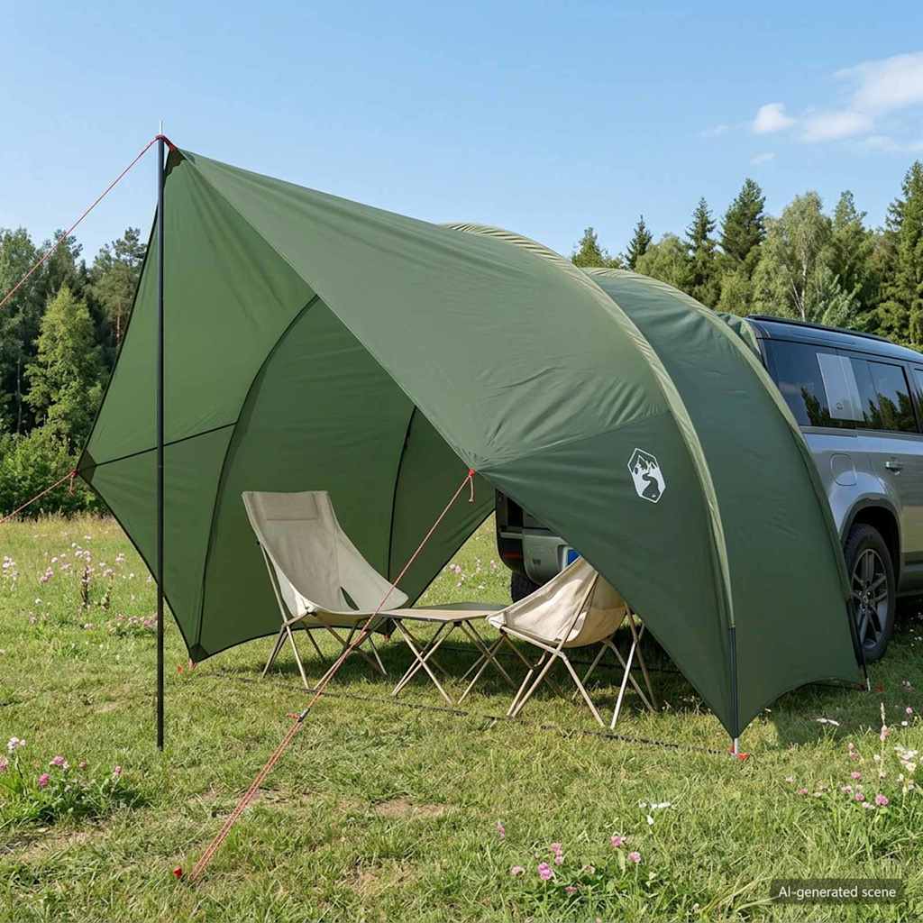 vidaXL Tailgate Awning Water-resistant Army Green 405 x 280 x 220 cm