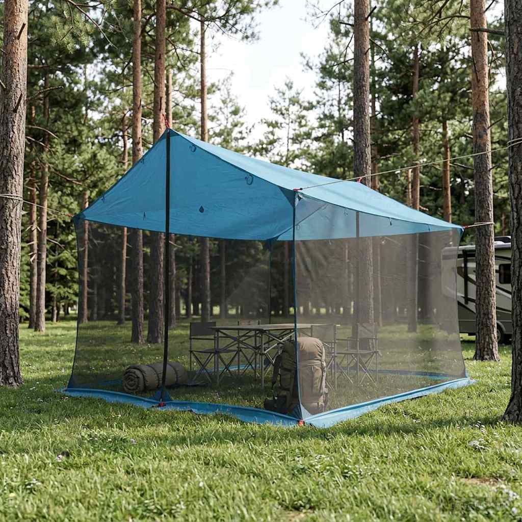 vidaXL Camping Tarp with Mesh Walls Blue 340 x 260 x 220 cm