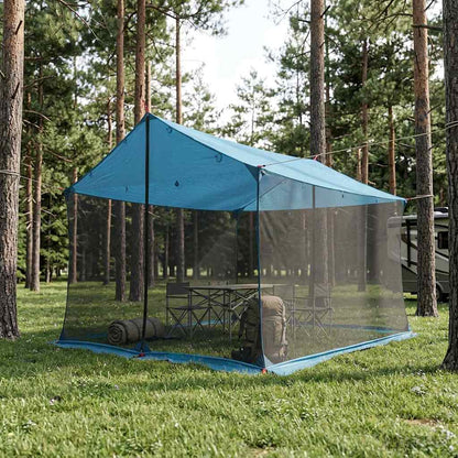 vidaXL Camping Tarp with Mesh Walls Blue 340 x 260 x 220 cm