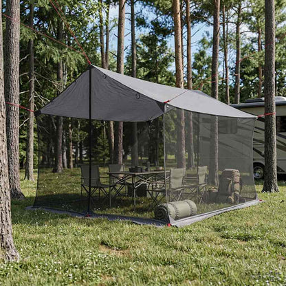 vidaXL Camping Tarp with Mesh Walls Grey and Orange 340 x 260 x 220 cm