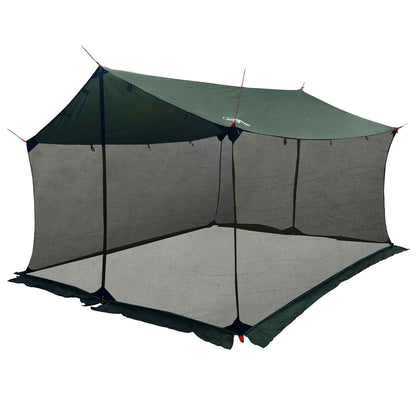 vidaXL Camping Tarp with Mesh Walls Army Green 340 x 260 x 220 cm