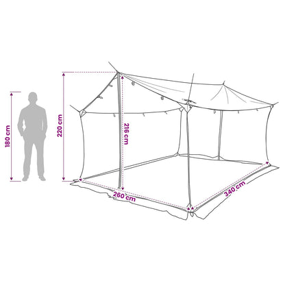 vidaXL Camping Tarp with Mesh Walls Army Green 340 x 260 x 220 cm
