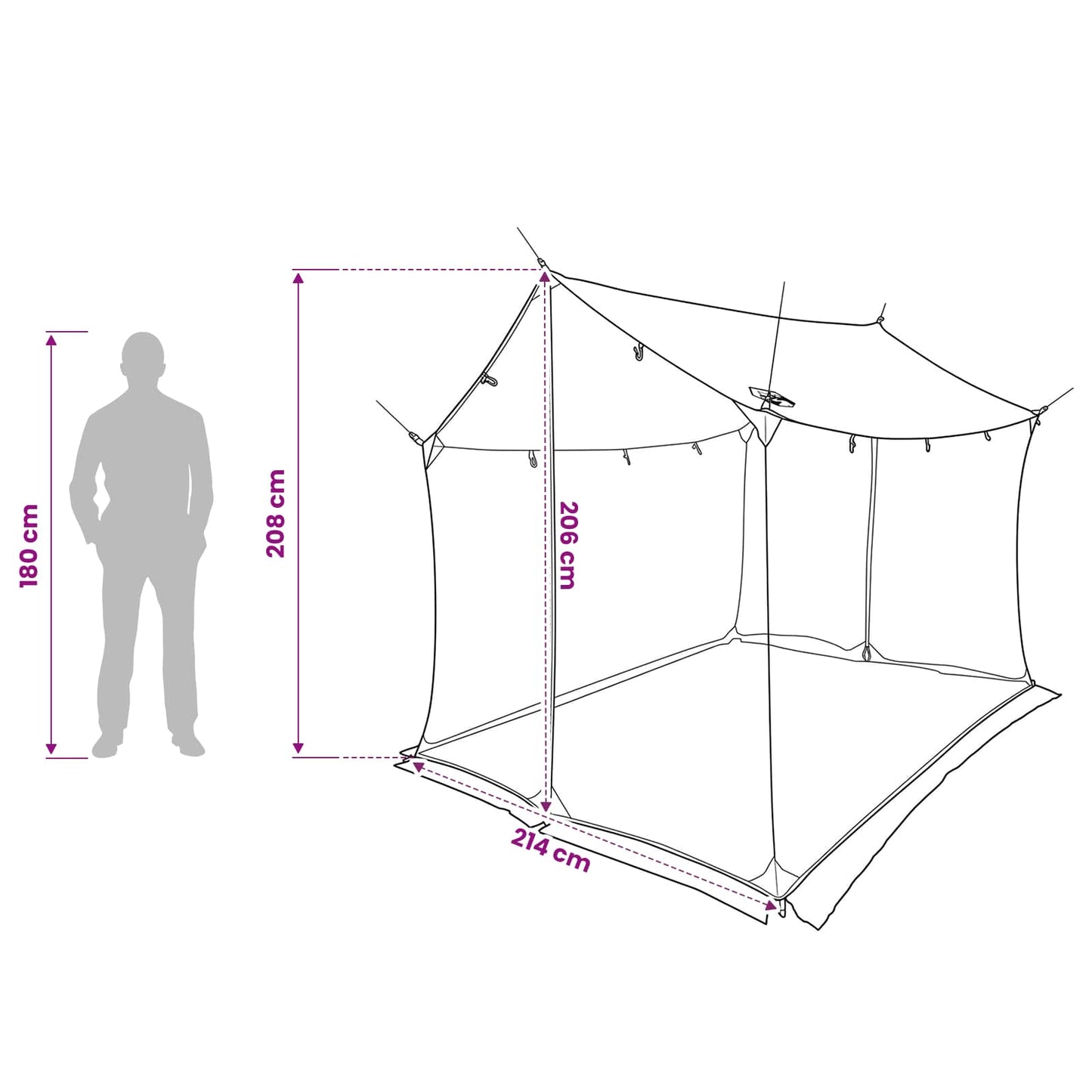vidaXL Camping Tarp with Mesh Walls Green 270 x 210 x 210 cm