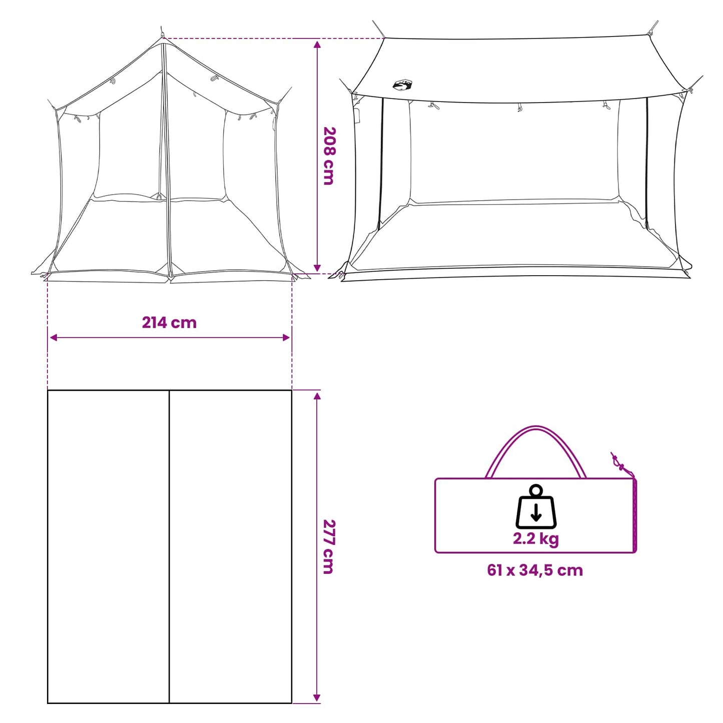 vidaXL Camping Tarp with Mesh Walls Blue 270 x 210 x 210 cm