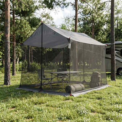 vidaXL Camping Tarp with Mesh Walls Grey and Orange 270 x 210 x 210 cm