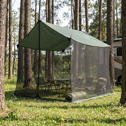 vidaXL Camping Tarp with Mesh Walls Army Green 270 x 210 x 210 cm