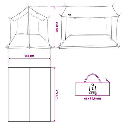 vidaXL Camping Tarp with Mesh Walls Army Green 270 x 210 x 210 cm